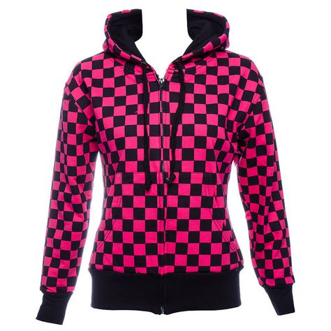 Essential pink womens checkered hoodie, emo clothing, checker print UK ($13) ❤ liked on Polyvore featuring tops, hoodies, jackets, shirts, sweaters, pink tops, pink shirts, checked shirt, shirt hoodie and shirt hoodies Scene Jacket, Emo Jacket, Scene Shirts, Cute Hoodie Outfit, Hoodies Pattern, Checkered Hoodie, Hoodies Pink, Pink Hoodies, Emo Clothing