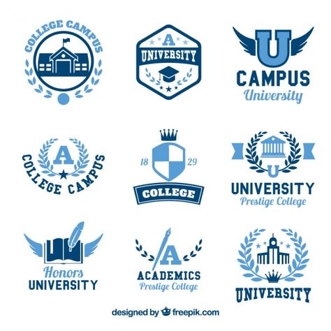 Collection of nine logos for college | Free Vector #Freepik #freevector Dr Logo, Logo University, Free Logo Psd, Education Logo Design, Academy Logo, Inspiration Logo Design, Logo Design Tutorial, Sports Logo Design, Education Logo