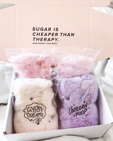 6,304 Likes, 54 Comments - Fluffë / Nathan (@fluffegram) on Instagram: “Since I started this whole thing, I've become sort of addicted to using fairy floss instead of…” Cotton Candy Packaging, Candy Packaging Design, Kek Lapis, Candy Packaging, Fairy Floss, British Baking, Candy Floss, Food Crafts, Creative Packaging