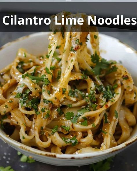 Recipes Vista | Cilantro Lime Noodles | Facebook Lime Noodles, Cilantro Noodles, Cilantro Lime Pasta, Cilantro Lime Noodles, Cilantro Lime Noodles Recipe, Lime Cilantro Noodles, Lemon Garlic Butter Zucchini Noodles, Shrimp Noodles, Lime Shrimp