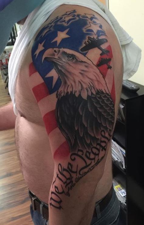 Eagle Symbolism, Flag Tattoo Design, Celtic Cross Tattoo For Men, Eagle Tattoo Design, Bald Eagle Tattoos, Adler Tattoo, Soldier Tattoo, Tattoos Beautiful, Eagle Symbol