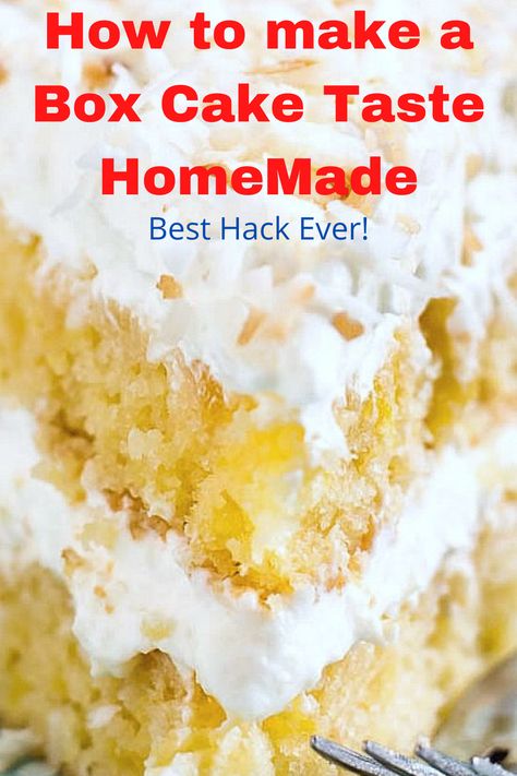 Box Cake Recipes, Boxed Cake Mixes Recipes, Cake Mix Desserts, Coconut Cake Recipe, Cake Hacks, Easy Tricks, Box Cake Mix, Dump Cake Recipes, Cake Tasting