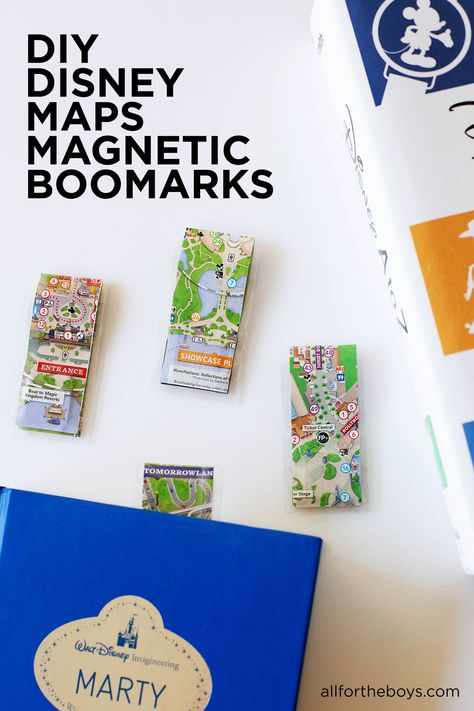 Disney Map Magnetic Bookmarks — All for the Boys Disney Park Map Crafts, Disney Map Crafts, Map Bookmark, Disney Map, Disneyland Map, Disney Cruise Fish Extender, Mom Crafts, Map Ideas, Disney Diy Crafts