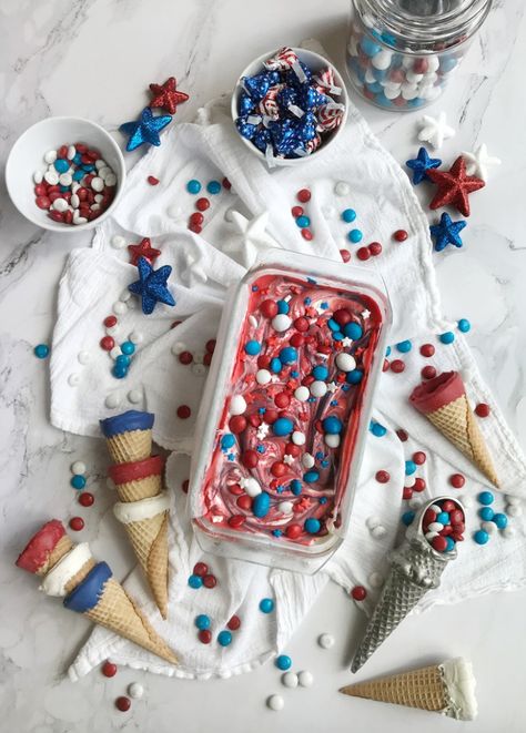 Red White Blue Ice Cream Sandwich, 4th Of July Homemade Ice Cream, Milky Way Homemade Ice Cream, Red Bean Ice Cream, Big Red Ice Cream Homemade, Red White Blue Ice Cream, Tree Collar Christmas, Blue Ice Cream, Candy Wafers