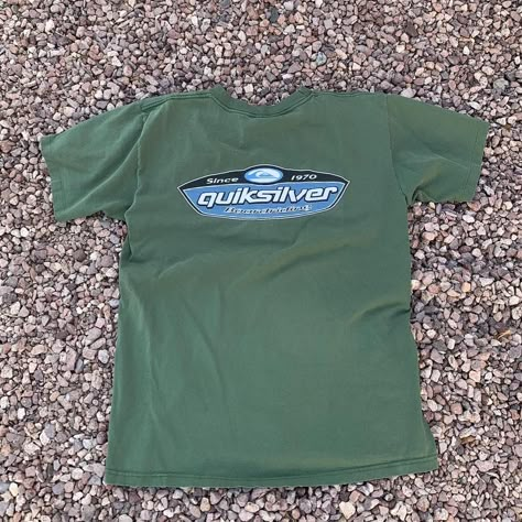 90s Green QuickSilver Skate shirt •medium •single... - Depop Quicksilver Clothing, 90s Skater Outfits, Vintage Quicksilver, Skate Shirts, 90s Shirts, Vintage Surf, Dream Clothes, Outfit Idea, Look Cool