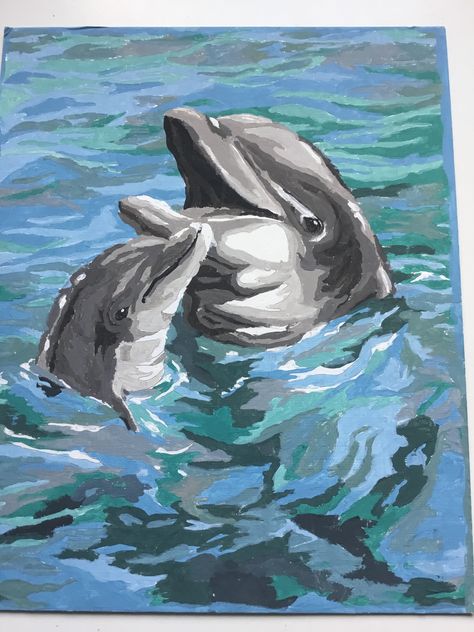 Dolphins Painting, Dolphin Paintings, Ocean Animals Painting, Ocean Animal Painting, Dolphin Art Painting, Dolphin Acrylic Painting, Dolphin Aesthetic Art, Dolphin Canvas Painting, Dolphin Acrylic Painting Tutorial