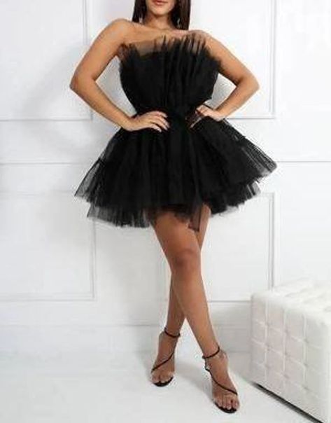 Bday Poses, Tulle Short Dress, Engagement Gown, Black Tulle Dress, Mini Gown, 21st Birthday Outfits, Fancy Event, Black Tulle, Birthday Dress