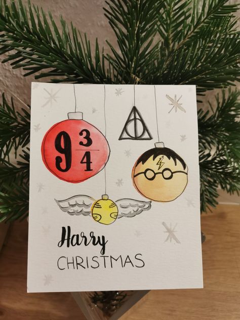 Christmas Cards Harry Potter, Harry Potter Christmas Card Ideas, Harry Potter Christmas Cards Diy, Harry Potter Christmas Drawing, Harry Potter Christmas Ideas, Harry Potter Christmas Art, Harry Potter Cards Handmade, Harry Potter Christmas Cards, Harry Potter Diy Gifts