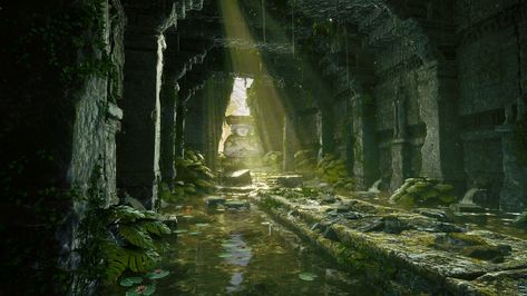 Ancient Temples Art, Ancient Tomb Fantasy Art, Ancient Aztec Aesthetic, Ancient Temple Art, Jungle Ruins Concept Art, Fantasy Jungle Temple, Jungle Temple Concept Art, Ancient Temple Aesthetic, Temple Ruins Concept Art