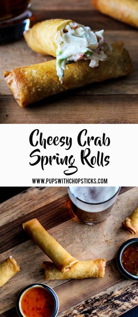 Seafood Extender Recipes, Crab Spring Roll Recipe, Spring Roll Wrapper Ideas, Crab Spring Rolls, Chicken Spring Rolls, Spring Roll Recipe, Dipping Sauces, Spring Roll, Crab Recipes