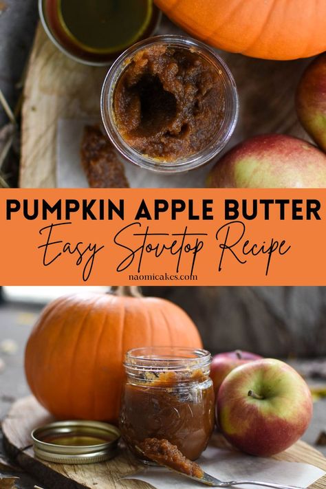 This simple, old fashioned, homemade pumpkin apple butter is mild, spiced, and sweet. It makes a delicious apple spread for the fall, and a wonderful gift for family and friends! Spiced Apple Butter, Pumpkin Apple Butter, Pumpkin Spice Treats, Apple Butter Recipe, Great Pumpkin, Pumpkin Apple, Homemade Pumpkin, Spiced Apples, Apple Butter