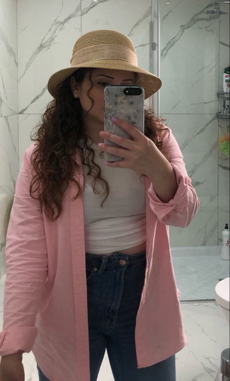 Styled pink Ralph Lauren shirt Pink Ralph Lauren Shirt, Pink Ralph Lauren, Ralph Lauren Shirt, Floppy Hat, Fashion Inspiration, Bucket Hat, Ralph Lauren, Style Inspiration, Hats