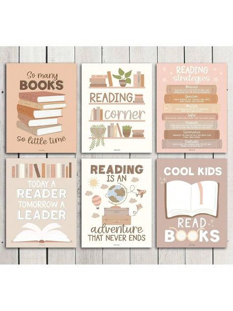 White  Collar     Embellished   Kids Educational Toys Reading Posters For Classroom, Reading Classroom Decor, Classroom Library Decor, Classroom Reading Corner, Reading Corner Decor, Rustic Classroom Decor, Decor For Classroom, Reading Corner Classroom, Reading Strategies Posters