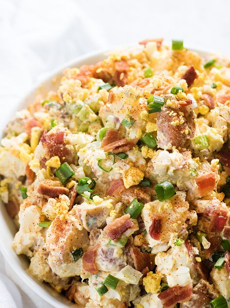 cajun potato salad Red Potato Salad Recipe, Bacon Ranch Potato Salad, Cajun Potatoes, Salad Recipes With Bacon, Ranch Potato Salad, Potato Salad Dressing, Bacon Ranch Potatoes, Red Potato Salad, Potato Salad Recipe Easy