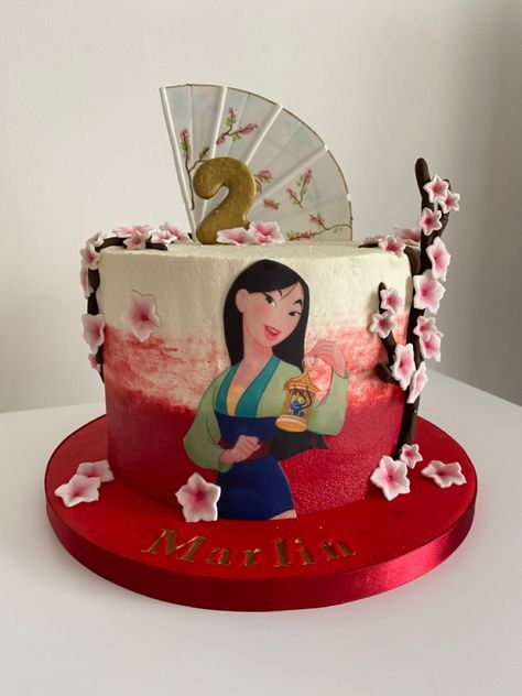 Soya, Dairy, Gluten and wheat free disney inspired Mulan cake Mulan Cake, Moana Cake, Mulan Disney, Gluten And Dairy Free, Cakes And Cupcakes, Mini Pouch, Bday Cake, Wheat Free, Mulan