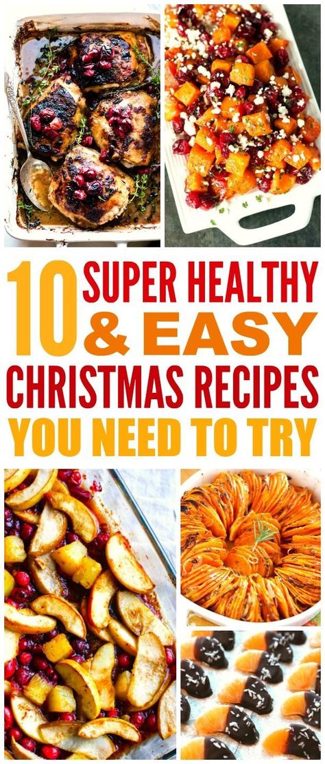 These 10 healthy and easy Christmas recipes are THE BEST! I'm so happy I found these AWESOME dishes! Now I have some great ides for the holidays! Definitely pinning for later! | Healthy Holiday Recipes Healthy Holiday Dinner Recipes, Healthy Christmas Potluck Ideas, Healthy Christmas Dinner Side Dishes, Healthy Christmas Sides Dishes, Healthy Christmas Meal Ideas, Heart Healthy Christmas Dinner, Christmas Healthy Food, Healthy Christmas Dinner Ideas, Healthy Christmas Sides