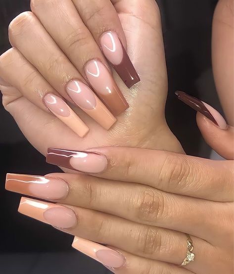 Acrylic Nails Nude, Brown Acrylic Nails, Nails Collection, Ombre Acrylic Nails, Edgy Nails, Long Acrylic Nails Coffin, Acrylic Nails Coffin Pink, Long Square Acrylic Nails, Acrylic Nails Coffin Short