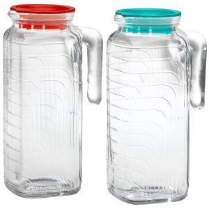 Bormioli Rocco Gelo 2-Piece Glass Pitcher Set with Lids Glass Refrigerator, Drinkware Sets, Bormioli Rocco, Pitcher Set, Glass Jug, Glass Pitcher, Glass Pitchers, Mason Jar Mug, Kitchen Stuff