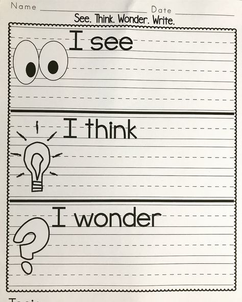 Wonder Wednesday 🤔🧠⁉️ Six year olds are always curious and we are an IB school so why not wake up and wonder?! I use @missdecarbo See Think… Activating Prior Knowledge Activities, Investigation Station, See Think Wonder, Visible Thinking, Reading Strategy, Writing Posters, Class Displays, Background Knowledge, Elementary Writing