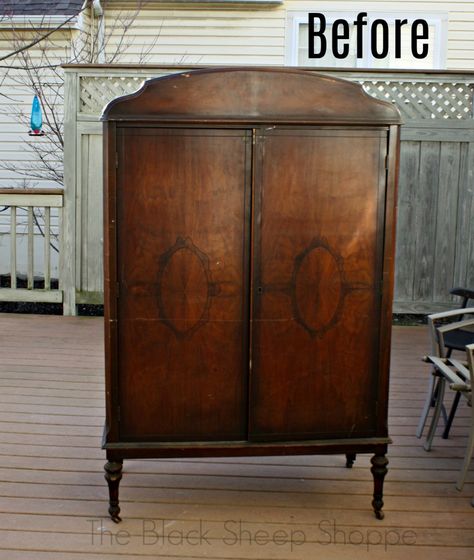 Armoire manufactured by The Jake Tennenbaum Company (Cincinnati, Ohio) Circa early 1900s Clothing Armoire, Armoire Makeover, Vintage Armoire, Thrift Store Makeover, Bedroom Armoire, Old Cabinets, Recycled Furniture, Redo Furniture, Furniture Makeover Diy