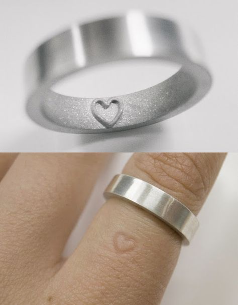 Wedding ring that leaves heart imprint on your finger. not what I would want for me probably.. but really cute! Wedding Ring Inscriptions, Put A Ring On It, Cute Rings, Lovely Ring, Ring Ring, Morganite, Bling Bling, Cute Jewelry, Diamond Wedding