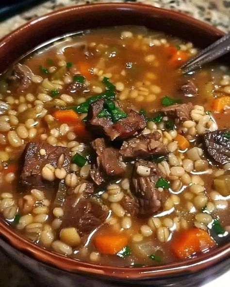 Beef And Barley Soup, Beef And Barley, Beef Barley, Beef Barley Soup, Cold Soup, Barley Soup, Chuck Roast, Blue Cheese, 1 Pound