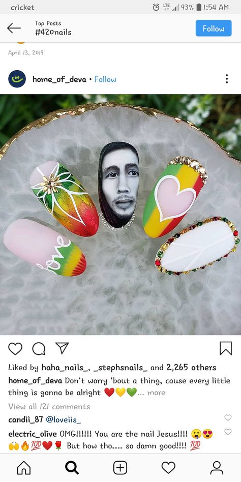 Bob Marley Nails, Gonna Be Alright, Bob Marley, Nail Design, Nail Ideas, Little Things, Nail Inspo, Mary Janes, Carnival Face Paint