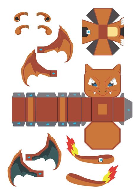 Pokemon Paper Toy, Pokemon Papercraft Templates, Pokemon Paper Crafts, Pokemon Papercraft, Papercraft Pokemon, 3d Pokemon, Pokemon Pattern, Pokemon Craft, Pokemon Charizard