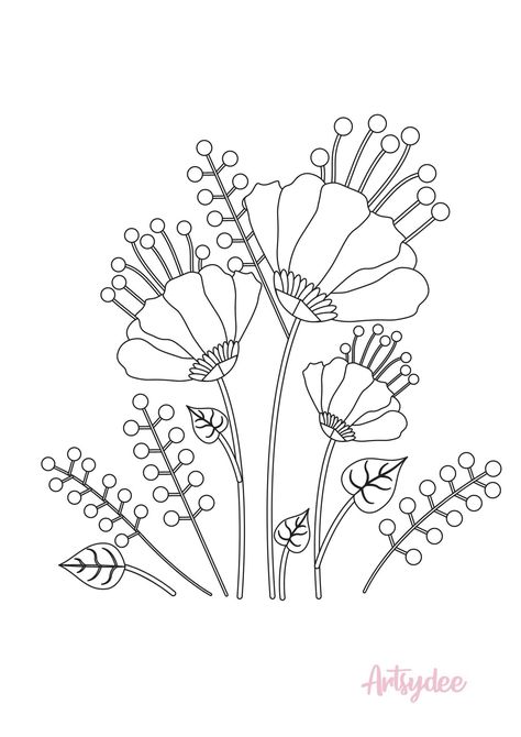 Floral Pattern For Embroidery, Free Printable Embroidery Patterns Templates, Flower Traceable Free Printable, Traceable Embroidery Patterns Free Printable, Floral Embroidery Patterns Templates Free, One Color Embroidery Patterns, Flowers Stencils Printables, Printable Flower Embroidery Patterns, Embroidery Flowers Pattern Templates Free Printable Flowers