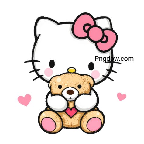 Hello Kitty With Teddy Bear, Kitty Png, Hello Kitty Clipart, Teddy Bear Png, Bear Png, Hello Kitty Images, Kitty Images, Pink Hello Kitty, Png Text