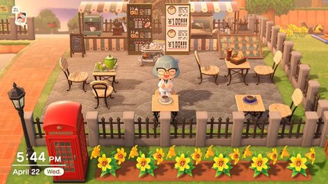 Empty Space Ideas, Acnh Empty Space Ideas, Sitting Area Ideas, Animal Crossing Cafe, Museum Cafe, Animal Crossing Game, Island Design, Animal Crossing Qr, Sitting Area