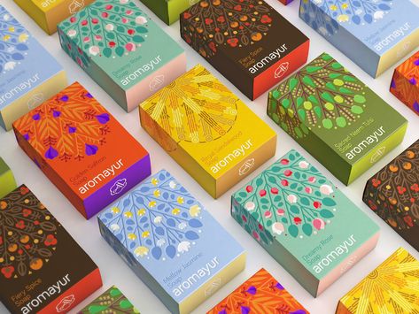 Aromayur - Identity & Packaging Design on Behance Soap Packaging Design, Tea Packaging Design, Skincare Packaging, Tea Design, Graphic Design Packaging, Box Packaging Design, Soap Packaging, Chocolate Packaging, Tea Packaging