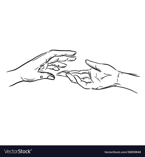 Two Hand Reaching For Each Other Drawing, Two Hands Reaching For Each Other, Hand Reaching Out Tattoo, Hand Reaching Out Drawing, Simple Hand Drawing, Drawing Of People, Hand Outline, Hands Reaching Out, Drawing Room Interior Design