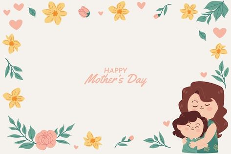 Hand drawn mothers day background | Premium Vector #Freepik #vector #mothers-day #happy-mothers-day #mommy #mothers-day-mom Mother Day Background, Mothers Day Background, Mothers Day Cartoon, Mother's Day Background, Day Background, Page Borders, Virtual Design, Cartoon Background, Vector Hand