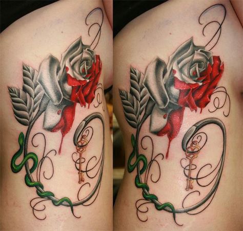 A way to add color to my roses. Paint them red! Painting The Roses Red Tattoo, Animated Tattoos, Alice Painting, Wrist Tats, Knitting Tattoo, Sakura Tattoo, Painting The Roses Red, Red Tattoo, Wonderland Tattoo