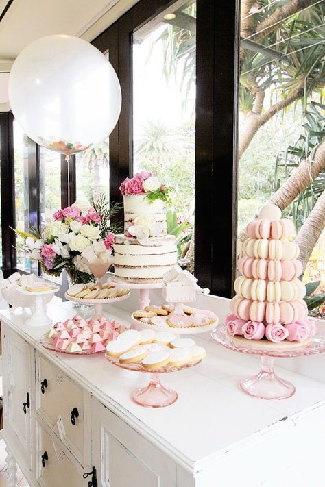 Pretty in Pink Baptism Dessert Table via Kara's Party Ideas | KarasPartyIdeas.com (13) Baptism Dessert Table, Pink Dessert Table, Baptism Desserts, Dessert Table Party, Pink Dessert Tables, Food Tables, Pink Dessert, Work Recipes, Buffet Dessert