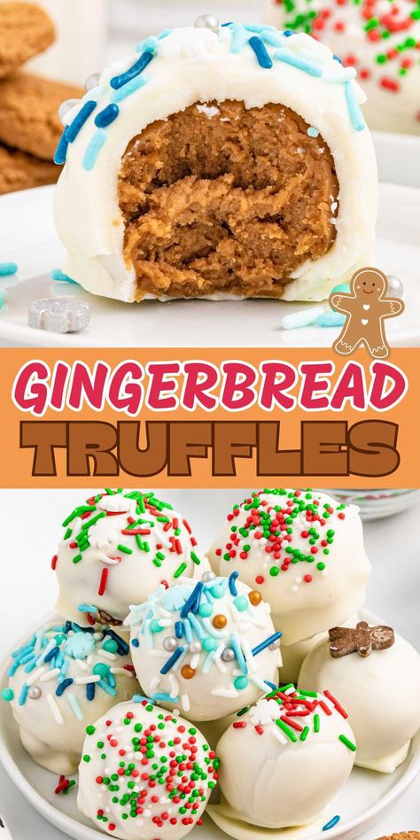 Gingerbread Cake Pops Recipe, Ginger Truffles, Christmas Peanut Butter Truffles, Gingerbread Truffles, No Bake Gingerbread Truffles, Gingerbread Truffles Easy, Christmas Candy Homemade, Oreo Truffles Recipe, Easy Truffles