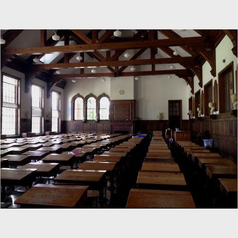 Boarding school in Groton Boarding School Classroom, Boarding School Aesthetic Dormitory, English Boarding School, Boarding School Aesthetic, Study Hall, School Interior, Dead Poets Society, Class Room, Architectural Styles