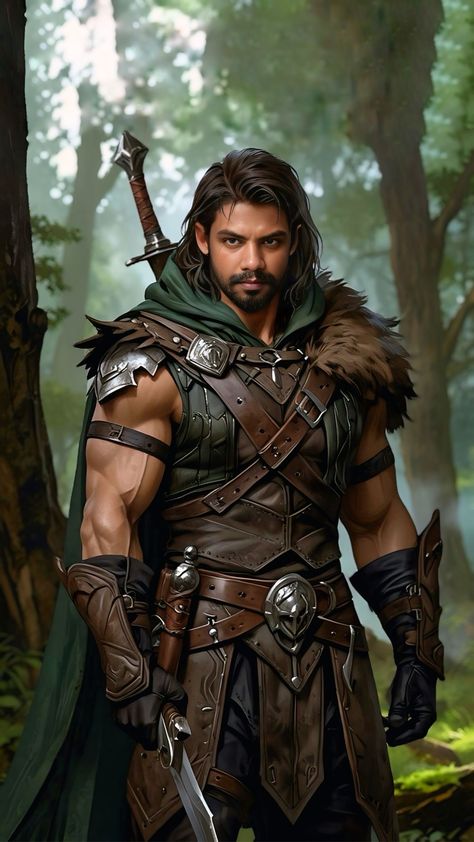 Male Ranger Character Art, Fantasy Ranger Art, Human Ranger Dnd Male, Dnd Ranger Art, Ranger Dnd Male, Archer Dnd, Ranger Rpg, Fantasy Ranger, Fantasy Archer