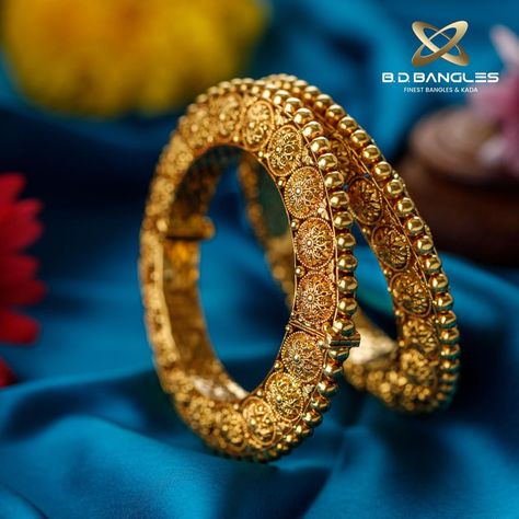 Exclusive tiny work of gold carving for festive season. Gokhru Bangles Gold, Gold Kada, Bangles Gold, Handmade Gold, Gold Bangles, Bangles, Gold, Quick Saves