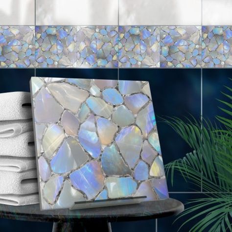 Terrazzo Decorative Ceramic Tiles | Zazzle Tile Mirror Frame, Shower Accent Tile, Beachy Kitchens, Iridescent Tile, Mosaic Pool Tile, Manufactured Home Remodel, Gorgeous Tile, White Backsplash, Backyard Remodel