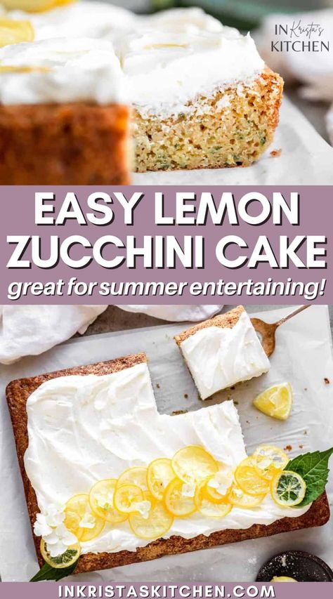 Lemon Zucchini Cake is the BEST zucchini cake! This perfect cake is bursting with lemon flavor. Not only is there fresh lemon in the cake but it is topped with a lemon buttercream! Two flavors that definitely belong together. Lemon Zucchini Cake, Garden Zucchini, Easy Summer Dessert Recipes, Zucchini Cakes Recipe, Cake Summer, Lemon Buttercream Frosting, Best Zucchini, Lemon Zucchini, Lemon Frosting