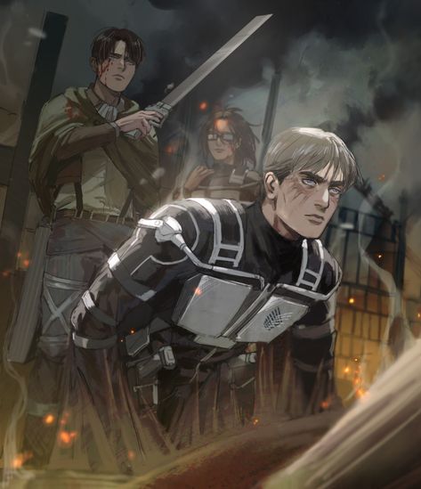 Levi And Erwin, Connie Springer, Aot Characters, Titans Anime, Japon Illustration, Attack On Titan Fanart, Attack On Titan Levi, Attack On Titan Art, Fanarts Anime