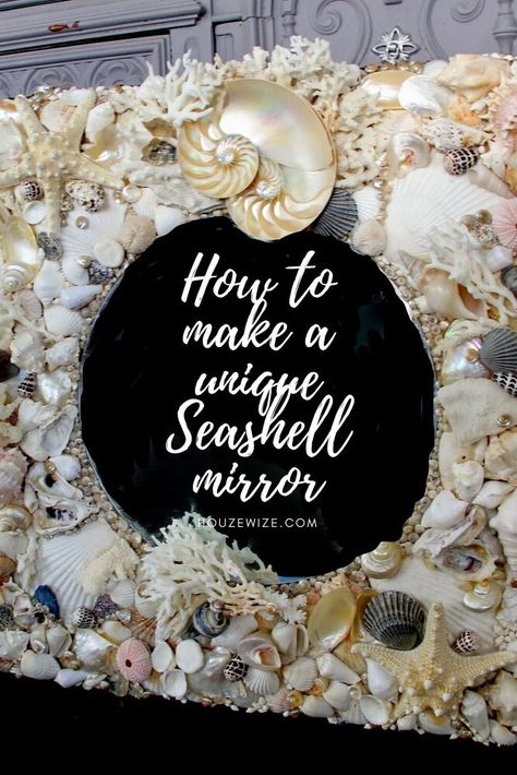 Seashell Mirror Diy How To Make, Mirror With Shells Seashell Frame, Shell Mirrors Ideas, Oyster Shell Mirror Diy, Seashell Mirror Frame, Sea Shell Mirrors Seashell Frame, Shell Mirror Ideas, Seashell Mirror Diy, Shell Mirror Diy