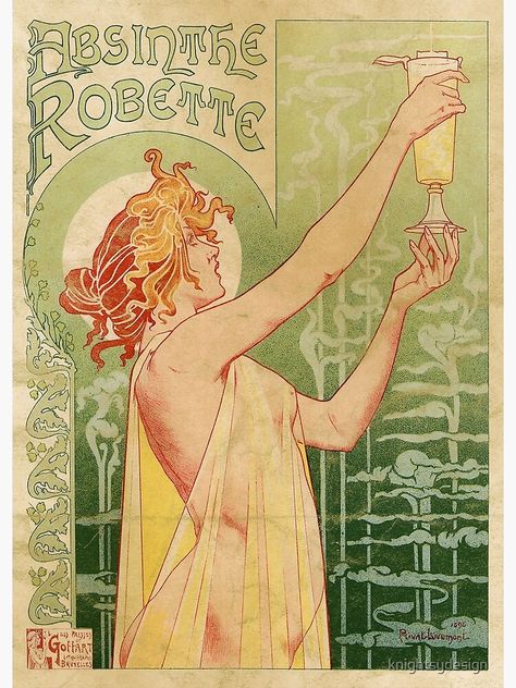 Absinthe Poster, Iconic Poster, Art Nouveau Poster, Alphonse Mucha, Vintage Poster Art, Absinthe, Retro Wall Art, Vintage Art Prints, Vintage Cat