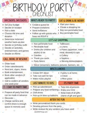 Birthday Party Checklist | Printable Planner For Moms by  Bobby Messenger Christmas Planner Free, Party Planning Timeline, Plan A Birthday Party, Party Planner Template, Planner Free Printable, Birthday Party Checklist, Planning Worksheet, Party Planning Guide, Party Planning Checklist