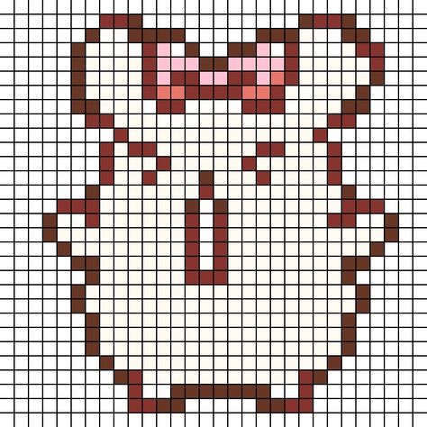 Cute Pixel Art Sanrio, Sanrio Pixel Art, Art Sanrio, Easy Pixel Art, Pixel Art Templates, Perler Art, Perler Bead Templates, Pixel Crochet, Pixel Art Grid