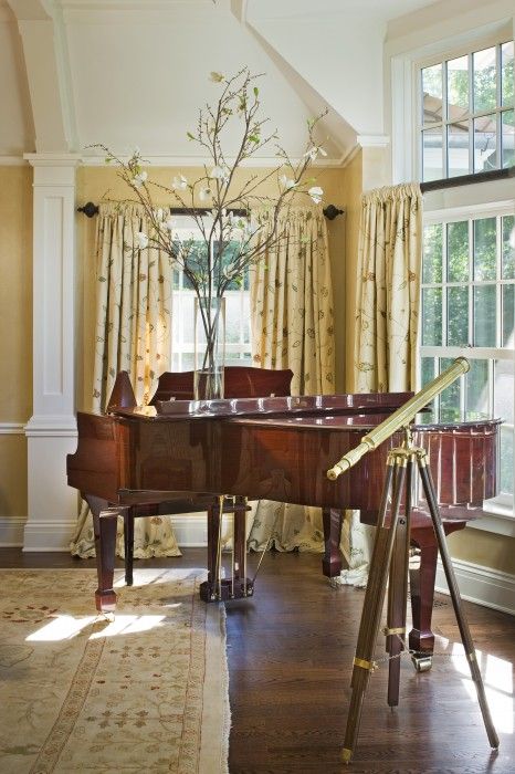 Zivkovic Connolly Architects classic piano room Piano In Foyer, Piano Room Ideas, Grand Piano Decor, Piano Rooms, Piano Room Decor, Apartments Ideas, Classic Piano, Piano Aesthetic, Piano Wall