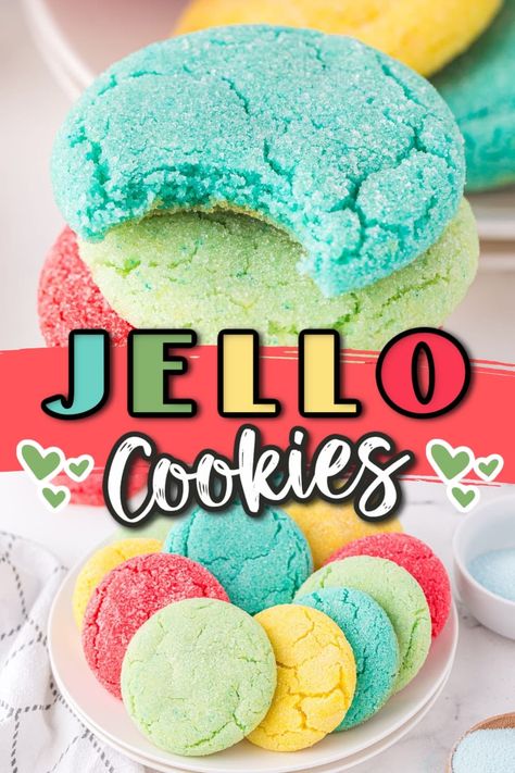 Jello Cookies Recipe, Jello Cookies, Galletas Keto, Chewy Sugar Cookie Recipe, Sugar Cookie Mix, Cake Mix Cookie Recipes, Chewy Sugar Cookies, Jello Recipes, Cookies For Kids