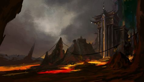 Hades Palace, Forgotten Realms, Oblivion, Volcano, Genshin Impact, Palace, Pins, Quick Saves, Art